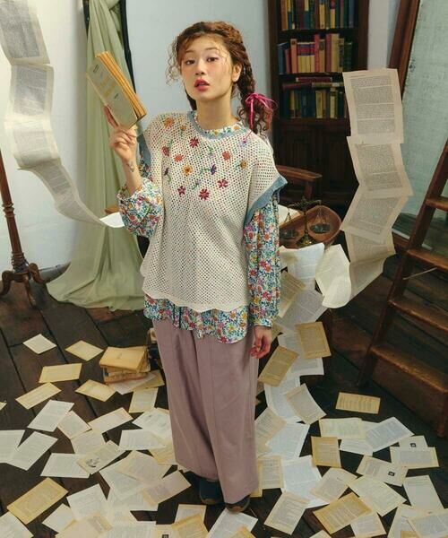 Jocomomola / ホコモモラ ニット・セーター | 【2WAY】Volar フラワーモチーフ半袖ニットベスト | 詳細16