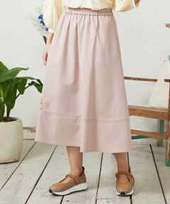 Jocomomola / ホコモモラ ロング・マキシ丈スカート | Facil 刺繍入りツイルフレアスカート