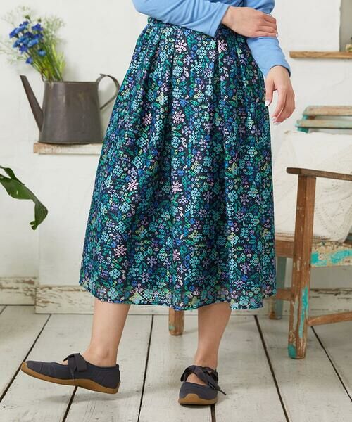 Jocomomola / ホコモモラ ロング・マキシ丈スカート | El Rucio フラワープリントレースフレアスカート［オケージョン］（ブラック）