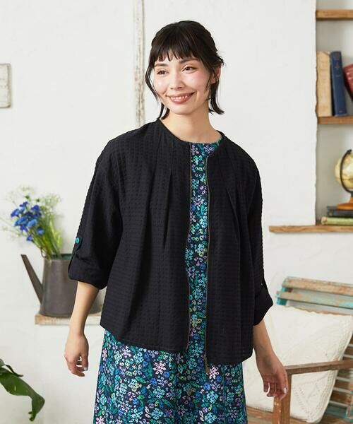 Jocomomola / ホコモモラ ノーカラージャケット | Encrucijada ドビーノーカラージャケット（ブラック）