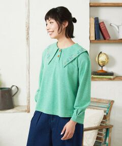 Jocomomola / ホコモモラ カットソー | Aventura セーラーカラーアニマル刺繍入りカットソー