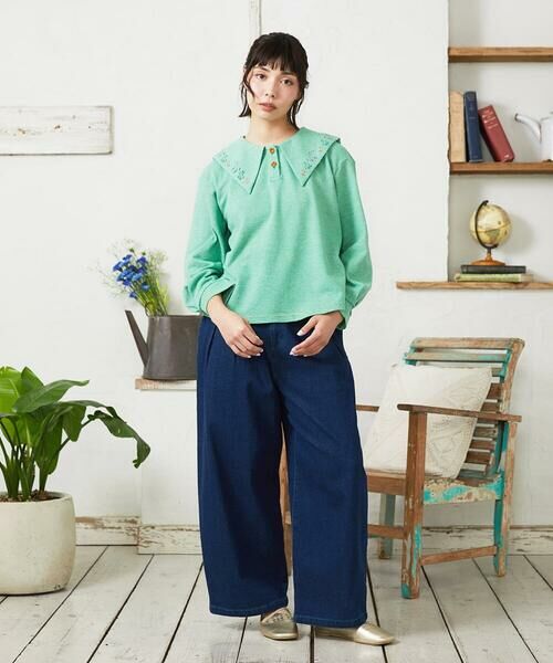 Jocomomola / ホコモモラ カットソー | Aventura セーラーカラーアニマル刺繍入りカットソー | 詳細1