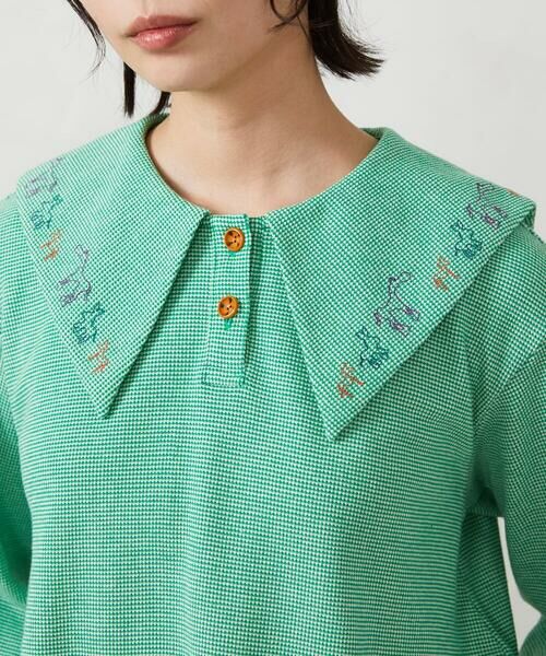 Jocomomola / ホコモモラ カットソー | Aventura セーラーカラーアニマル刺繍入りカットソー | 詳細4