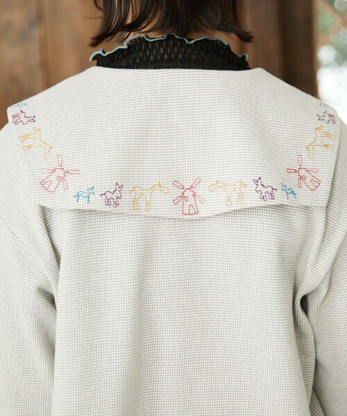Jocomomola / ホコモモラ カットソー | Aventura セーラーカラーアニマル刺繍入りカットソー | 詳細14