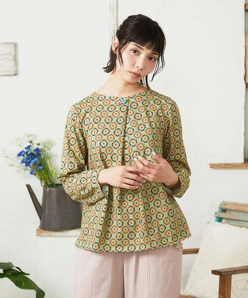 Jocomomola / ホコモモラ カットソー | En un sueno 幾何学カットソー（グリーン）