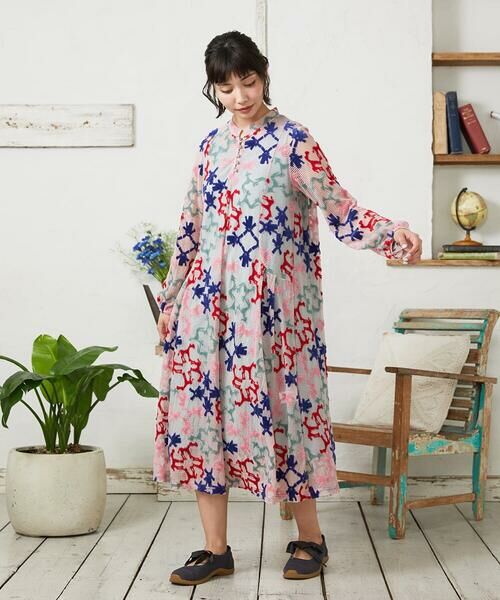 Jocomomola / ホコモモラ ロング・マキシ丈ワンピース | Caballerias アニマルジャカードシアーワンピース | 詳細1