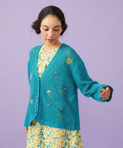 Jocomomola / ホコモモラ カーディガン・ボレロ | Volar フラワーモチーフニットカーディガン