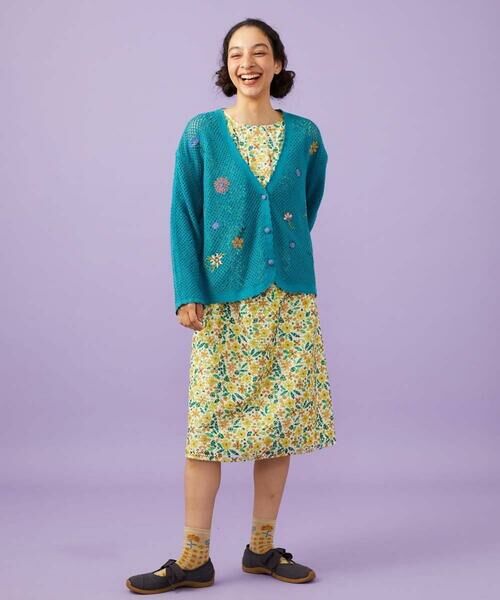 Jocomomola / ホコモモラ カーディガン・ボレロ | Volar フラワーモチーフニットカーディガン | 詳細1