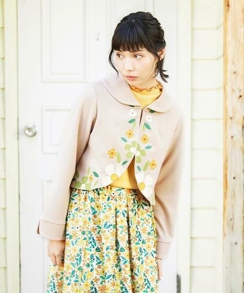 Jocomomola / ホコモモラ セットアップ | El Rucio フラワーアップリケポンチジャケット［オケージョン/セレモニー］（ベージュ）