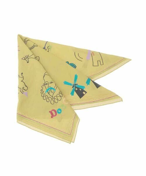 Jocomomola / ホコモモラ マフラー・ショール・スヌード・ストール | ドン・キホーテ アニマルモチーフ刺繍大判スカーフ（イエロー）