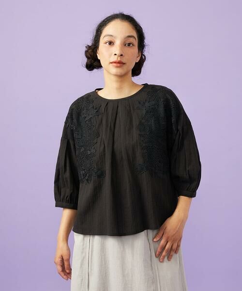 Jocomomola / ホコモモラ シャツ・ブラウス | Miguelde Cervantes レース付きブラウス（ブラック）