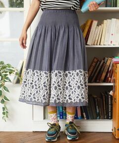 Jocomomola / ホコモモラ ロング・マキシ丈スカート | Cama de flores フラワーカットジャカードスカート