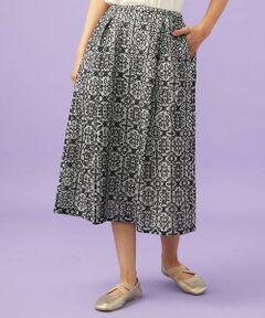 Jocomomola / ホコモモラ ロング・マキシ丈スカート | Dordado de verano フラワーカットワーク刺繍 ギンガムチェックスカート [オケージョン対応]