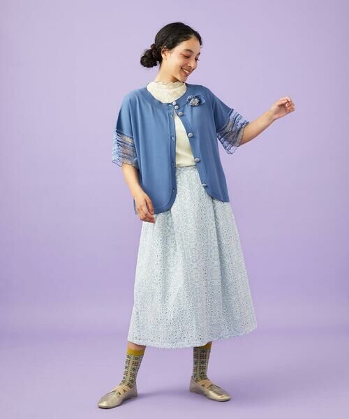 Jocomomola / ホコモモラ ロング・マキシ丈スカート | Dordado de verano フラワーカットワーク刺繍 ギンガムチェックスカート [オケージョン対応] | 詳細1