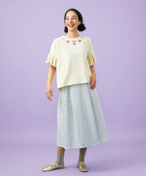 Jocomomola / ホコモモラ ロング・マキシ丈スカート | Dordado de verano フラワーカットワーク刺繍 ギンガムチェックスカート [オケージョン対応] | 詳細2