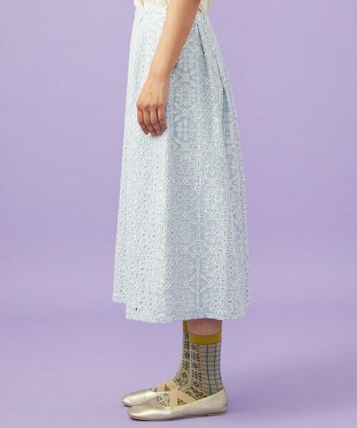 Jocomomola / ホコモモラ ロング・マキシ丈スカート | Dordado de verano フラワーカットワーク刺繍 ギンガムチェックスカート [オケージョン対応] | 詳細3