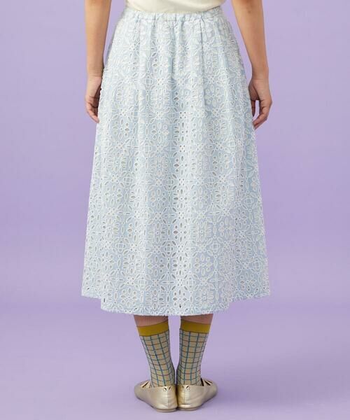 Jocomomola / ホコモモラ ロング・マキシ丈スカート | Dordado de verano フラワーカットワーク刺繍 ギンガムチェックスカート [オケージョン対応] | 詳細4