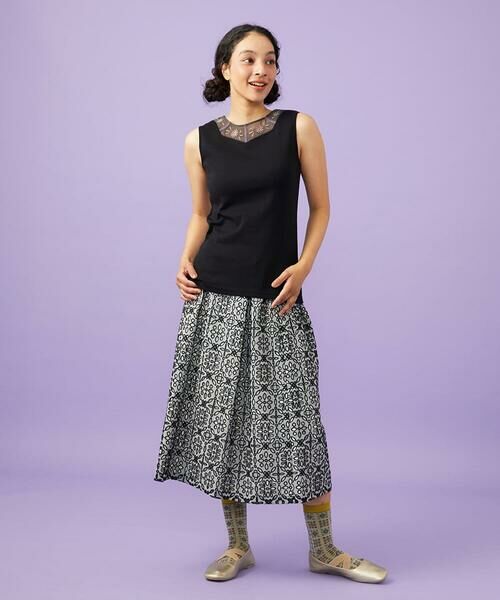 Jocomomola / ホコモモラ ロング・マキシ丈スカート | Dordado de verano フラワーカットワーク刺繍 ギンガムチェックスカート [オケージョン対応] | 詳細11