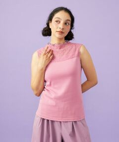 Jocomomola / ホコモモラ タンクトップ | ハイネックシアーレースタンクトップ