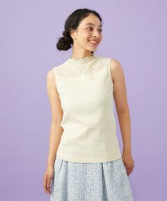 Jocomomola / ホコモモラ タンクトップ | ハイネックシアーレースタンクトップ
