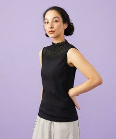 Jocomomola / ホコモモラ タンクトップ | ハイネックシアーレースタンクトップ