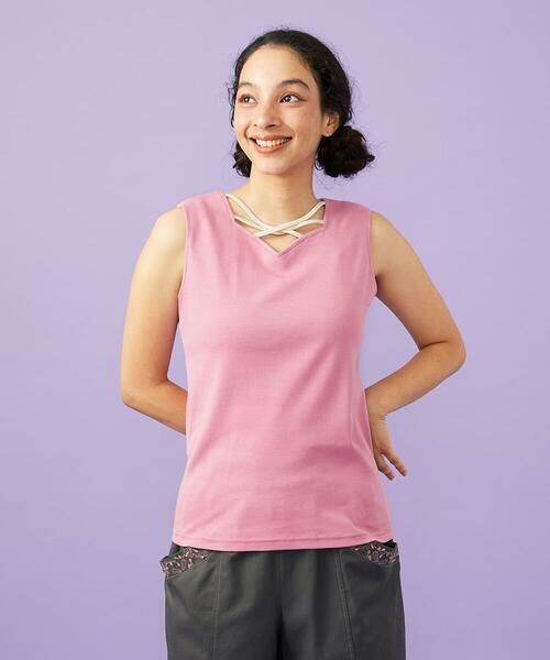 Jocomomola / ホコモモラ カットソー | 【2WAY】フラワー刺繍シフォンタンクトップ | 詳細2