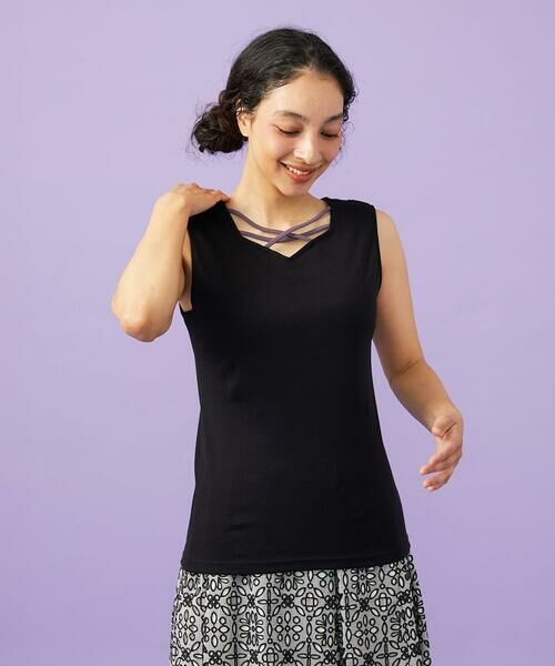 Jocomomola / ホコモモラ カットソー | 【2WAY】フラワー刺繍シフォンタンクトップ | 詳細20