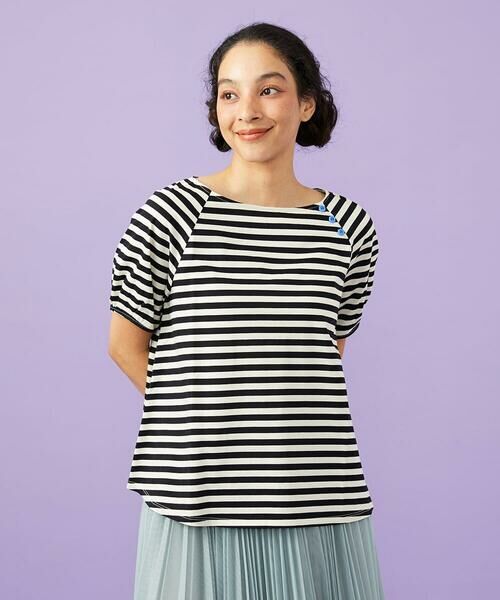 Jocomomola / ホコモモラ カットソー | シルケット天竺ボーダーTシャツ（ブラック）