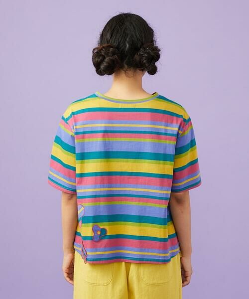 Jocomomola / ホコモモラ カットソー | シルケット天竺フラワーボーダーアップリケTシャツ | 詳細3