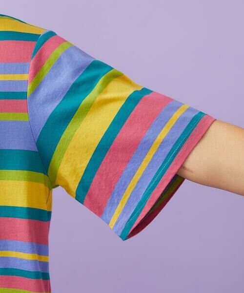 Jocomomola / ホコモモラ カットソー | シルケット天竺フラワーボーダーアップリケTシャツ | 詳細5