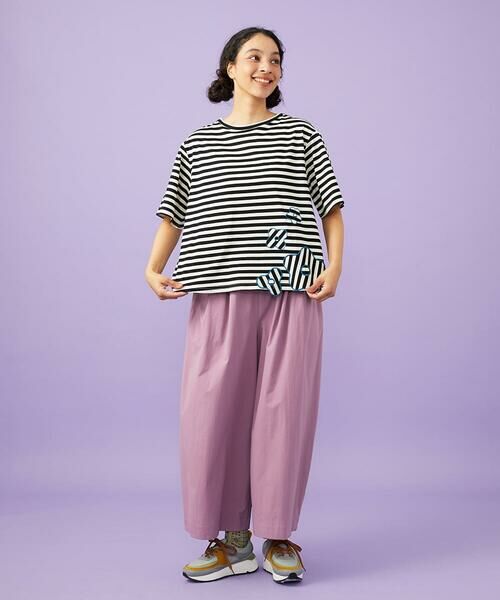 Jocomomola / ホコモモラ カットソー | シルケット天竺フラワーボーダーアップリケTシャツ | 詳細12