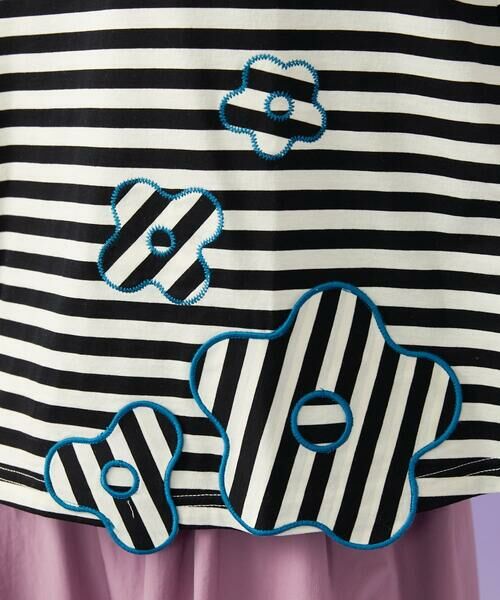 Jocomomola / ホコモモラ カットソー | 【接触冷感】シルケット天竺フラワーボーダーアップリケTシャツ | 詳細14