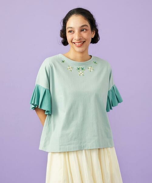 Jocomomola / ホコモモラ カットソー | Pensamiento ニットドッキングカットソー（グリーン）