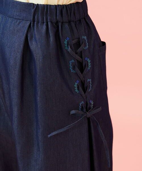 Jocomomola / ホコモモラ その他パンツ | Flor デニム 刺繍入りレースアップワイドパンツ | 詳細12