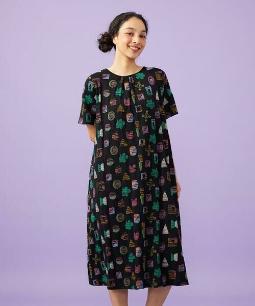 Jocomomola / ホコモモラ ロング・マキシ丈ワンピース | Sala de baile ブークレジャカードワンピース（ブラック）