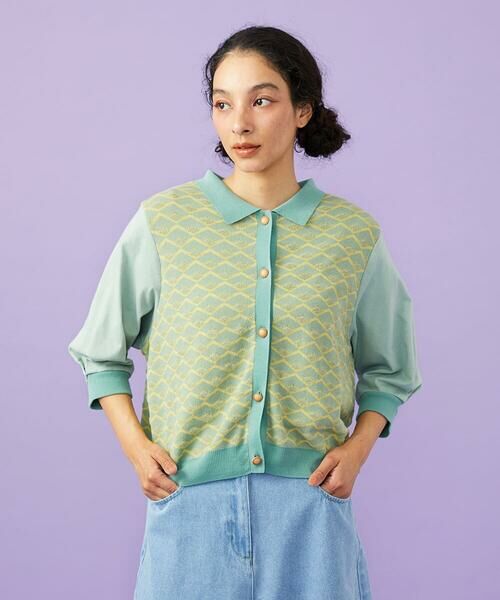 Jocomomola / ホコモモラ カーディガン・ボレロ | Pensamiento ニットドッキングカーディガン（グリーン）