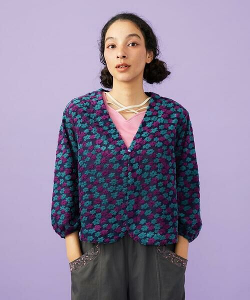 Jocomomola / ホコモモラ カーディガン・ボレロ | LIvia de flores フラワージャカードカーディガン | 詳細1