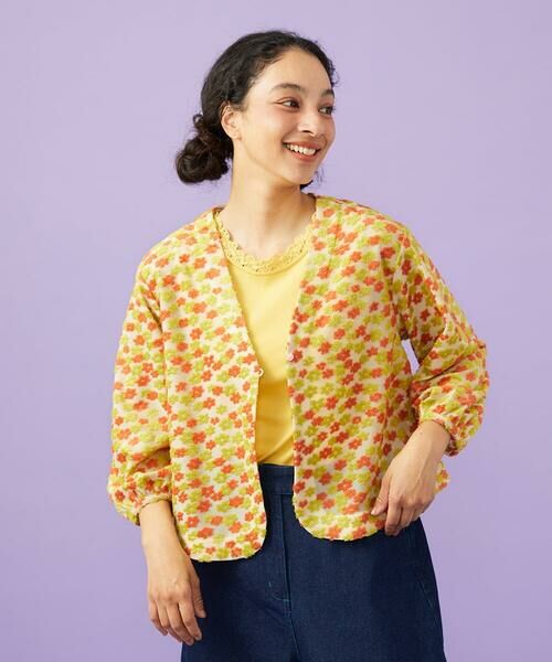 Jocomomola / ホコモモラ カーディガン・ボレロ | LIvia de flores フラワージャカードカーディガン（アイボリー）