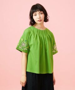 Jocomomola / ホコモモラ カットソー | Jardin テレコフラワーコード刺繍Tシャツ