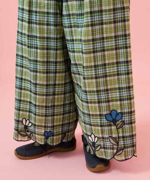 Jocomomola / ホコモモラ その他パンツ | Dulcinea チェックスカラップ刺繍入りワイドパンツ | 詳細13