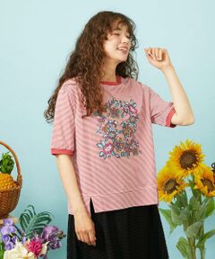 Jocomomola / ホコモモラ カットソー | 【接触冷感】Verano en La Mancha TeeフラワープリントボーダーTシャツ