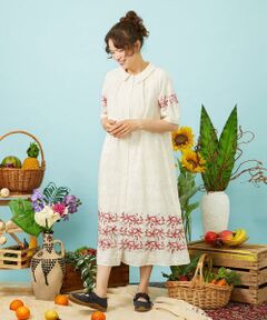 Jocomomola / ホコモモラ ロング・マキシ丈ワンピース | Sendero de flores フラワー刺繍シャツワンピース