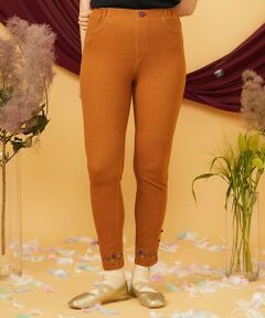 Jocomomola / ホコモモラ その他パンツ | フラワー&リーフ刺繍入りレギンスパンツ
