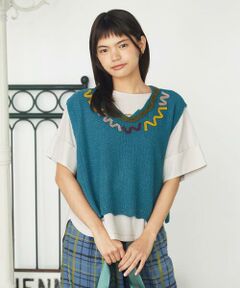 Jocomomola / ホコモモラ ベスト | Dibujqr サイドリボンニットベスト