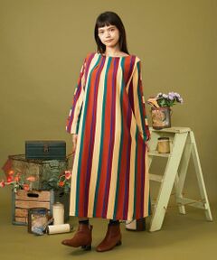 Jocomomola / ホコモモラ ロング・マキシ丈ワンピース | Raya ancha ボーダー×ストライプカットソーワンピース