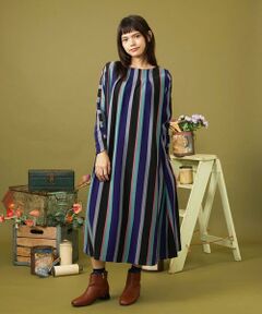 Jocomomola / ホコモモラ ロング・マキシ丈ワンピース | Raya ancha ボーダー×ストライプカットソーワンピース
