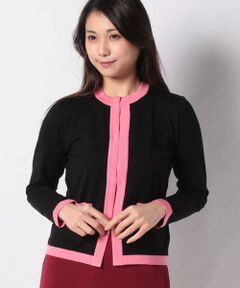 NADIA クルーネック配色ニットカーディガン
