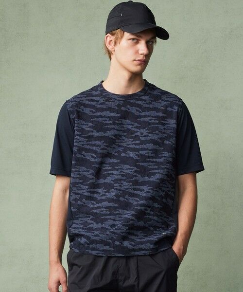 JOSEPH ABBOUD/ジョセフ アブード 【軽量/ストレッチ】メッシュサッカーカモ アウトドア Tシャツ ネイビー系6 S JOSEPH ABBOUD/ジョセフ アブード 【軽量/ストレッチ】メッシュサッカーカモ アウトドア Tシャツ ネイビー系6 S