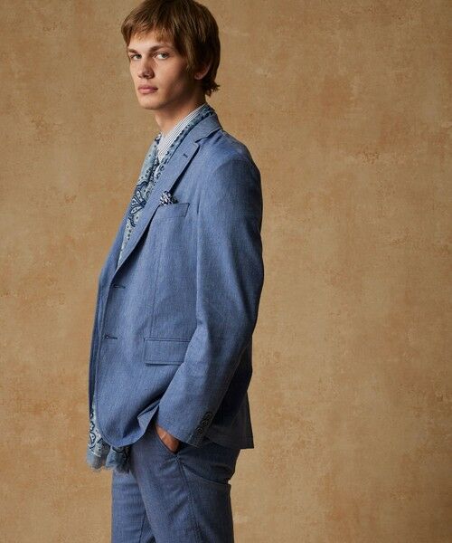 JOSEPH ABBOUD/ジョセフ アブード 【清涼/ストレッチ】ストレッチリネンシャンブレー ジャケット サックスブルー系 BL JOSEPH ABBOUD/ジョセフ アブード 【清涼/ストレッチ】ストレッチリネンシャンブレー ジャケット サックスブルー系 BL