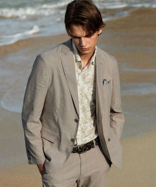 JOSEPH ABBOUD/ジョセフ アブード 【清涼/ストレッチ】ストレッチリネンシャンブレー ジャケット ベージュ系 M JOSEPH ABBOUD/ジョセフ アブード 【清涼/ストレッチ】ストレッチリネンシャンブレー ジャケット ベージュ系 M